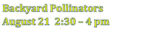 Text Box: Backyard Pollinators August 21  2:30 – 4 pm  